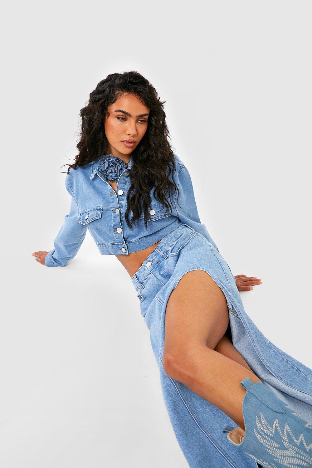Jupe en jean boohoo discount